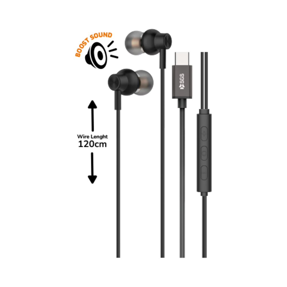 SGS Cuffia auricolare Bean Stereo a filo Type-C Black