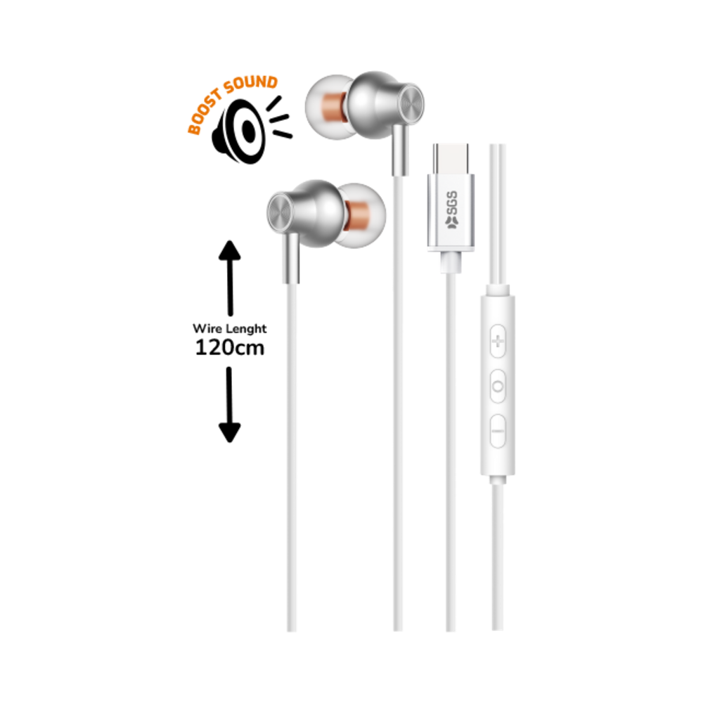 SGS Cuffia auricolare Bean Stereo a filo Type-C Silver