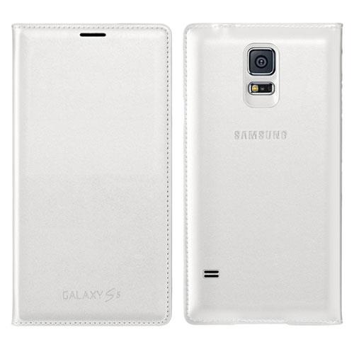 SAMSUNG GALAXY S5/G900 FLIP WALLET WHITE CON TASCHINO INTERNO