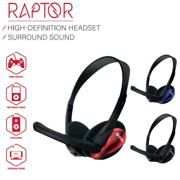 Cuffia filare da Gaming Raptor - Black con Microfono