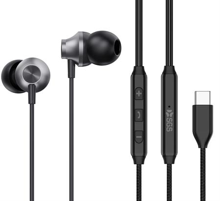 SGS In-Ear Bean Auricolare Stereo Type-C Black con gommini