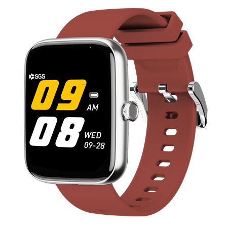 Smartwatch SGS Square TALK con Funzione Telefono-Silver Bordeaux