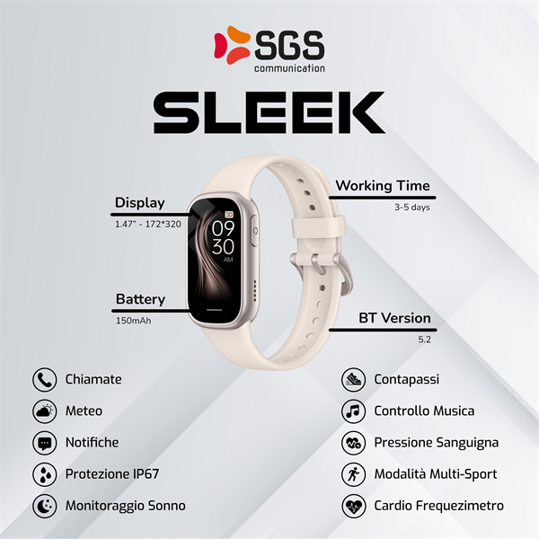 Smartwatch SGS Sleek con Funzione Telefono - Beige