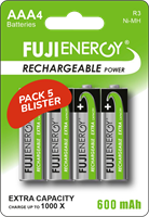 FujiEnergy - Batterie MiniStilo Ricaricabili AAA 4x - 600 mAh