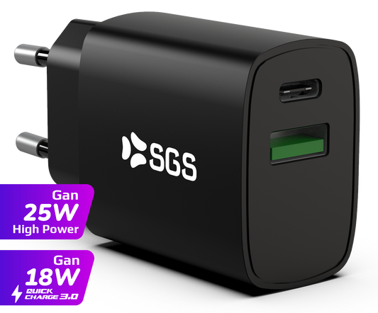 Caricatore da casa - USB-C PD GAN 25w Black