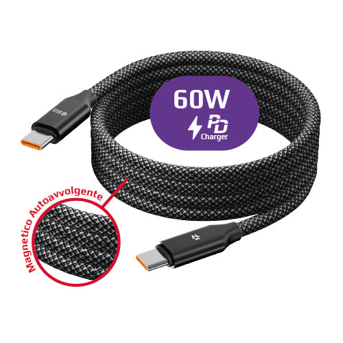 BRAID Cavo Magnetico PD60w Dati/Carica Typec/TypeC 1 Metro