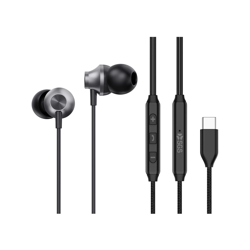 SGS In-Ear Bean Auricolare Stereo Type-C Black con gommini