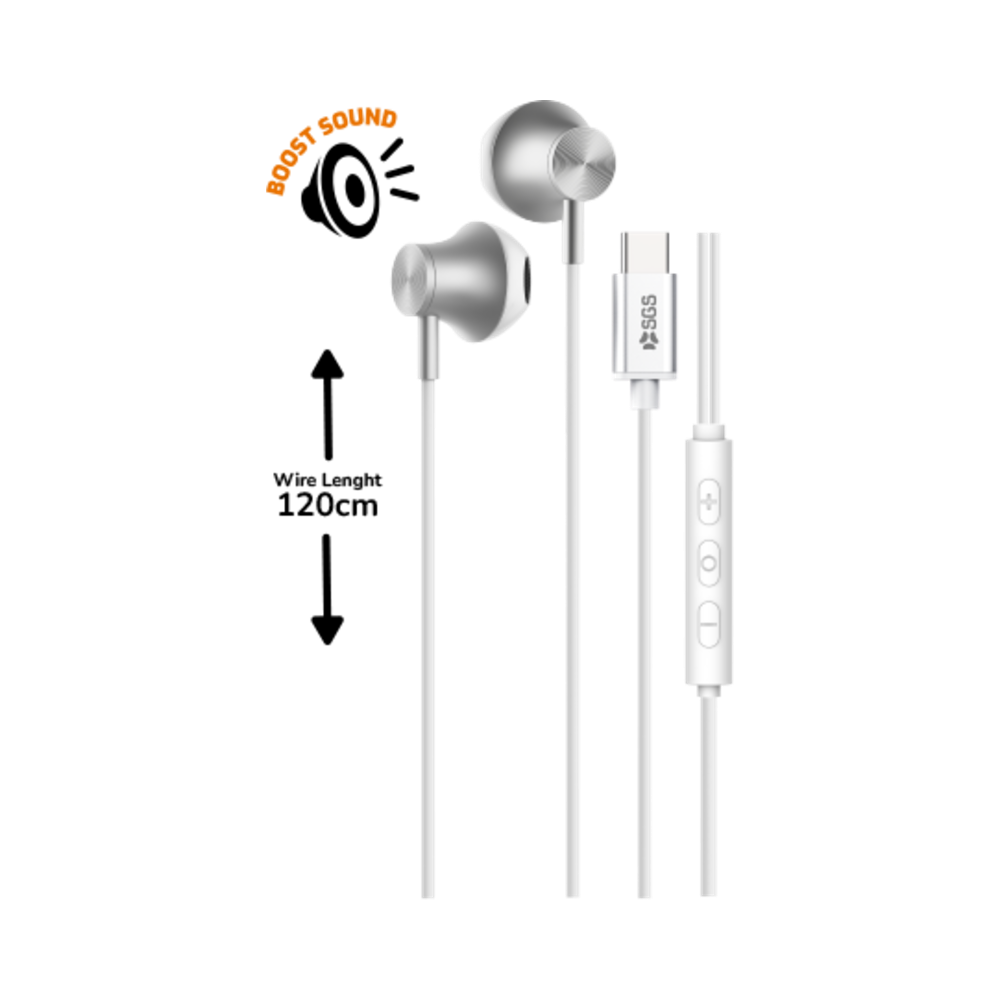 SGS Cuffia auricolare In-Ear Stereo a filo Type-C Silver