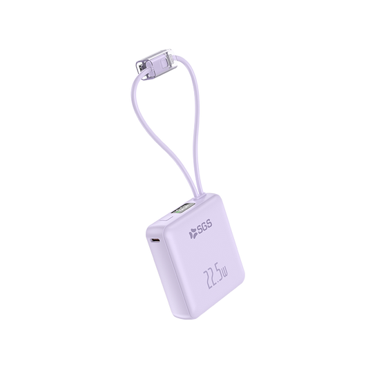 Powerbank Double Cable - 10000mAh - Purple