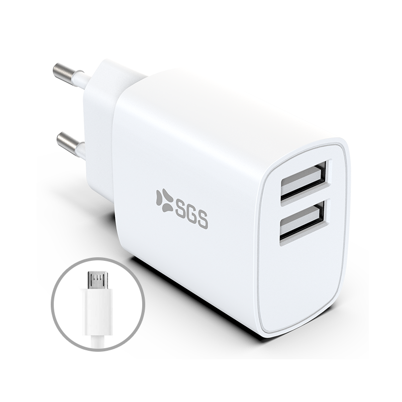 Caricatore Dual USB 2.4Amp 12W + Cavo Micro Usb