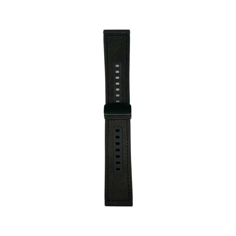 Cinturino Per Smartwatch 22mm In Pelle E Silicone - Nero