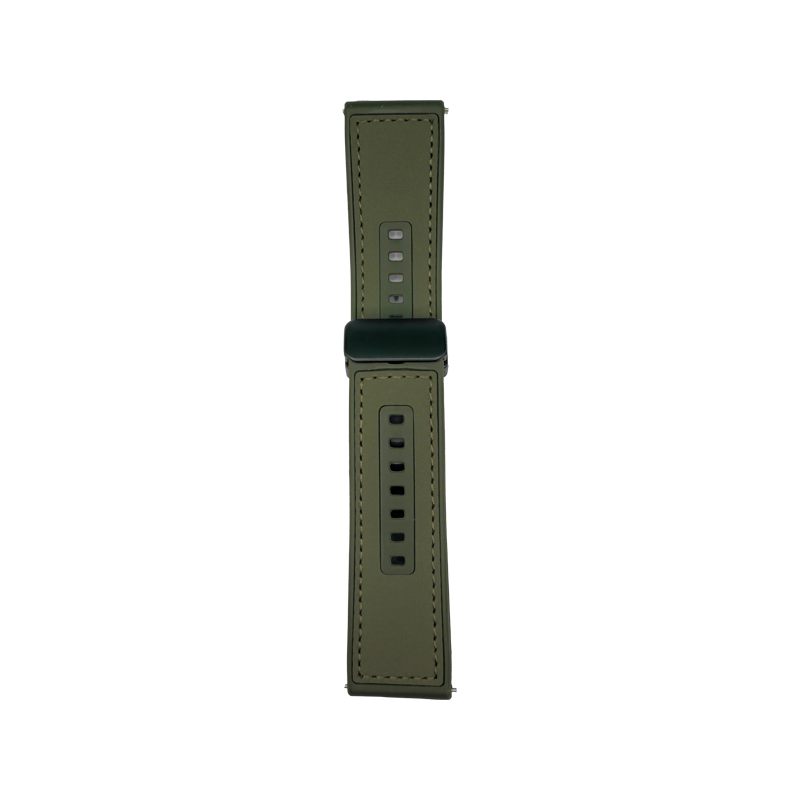 Cinturino Per Smartwatch 22mm In Pelle E Silicone - Verde
