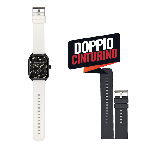 Smartwatch SGS Square LINK Doppio Cinturino Silicone White + BK