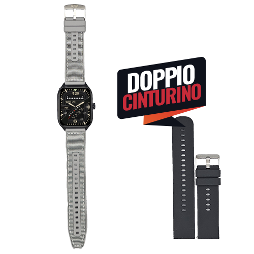 Smartwatch SGS Square LINK Doppio Cinturino Nylon Grey + BK