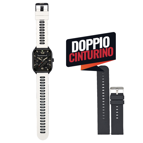 Smartwatch SGS Square LINK Doppio Cinturino Sport White + BK