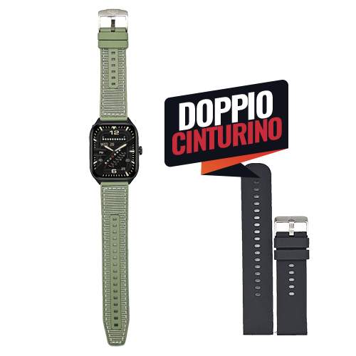Smartwatch SGS Square LINK Doppio Cinturino Nylon Green + BK