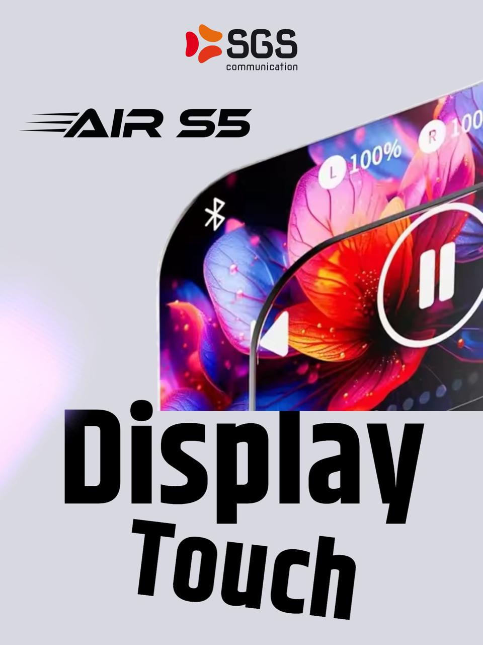 SGS AIR S5 LCD Auricolari Wireless TWS con Display Touch e Tecnologia ANC
