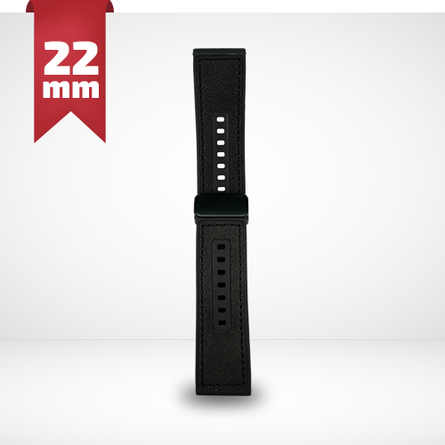 Cinturino Per Smartwatch 22mm In Pelle E Silicone - Nero