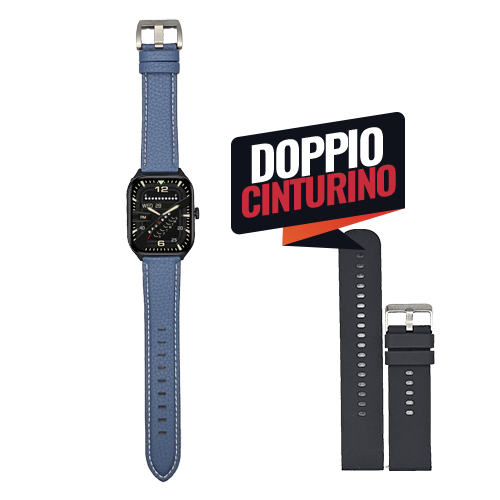 Smartwatch SGS Square LINK Doppio Cinturino Sml Pelle Blue + BK